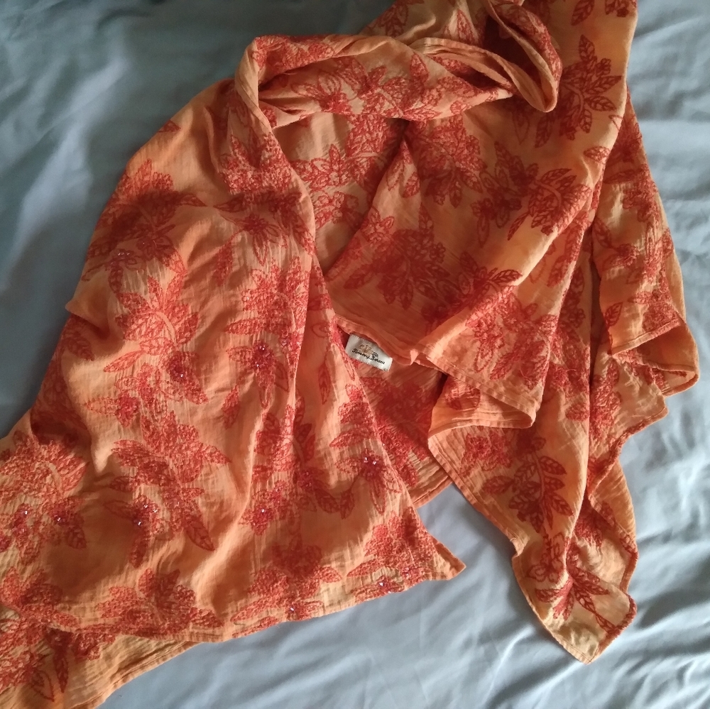 embroidered beach wrap pareo orange